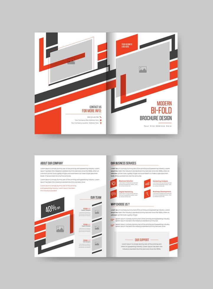 modern tweevoudig brochure ontwerp met minimaal en abstract vormen , zakelijke a4 bedrijf tweevoudig brochure ontwerp voor uw agentschap vector