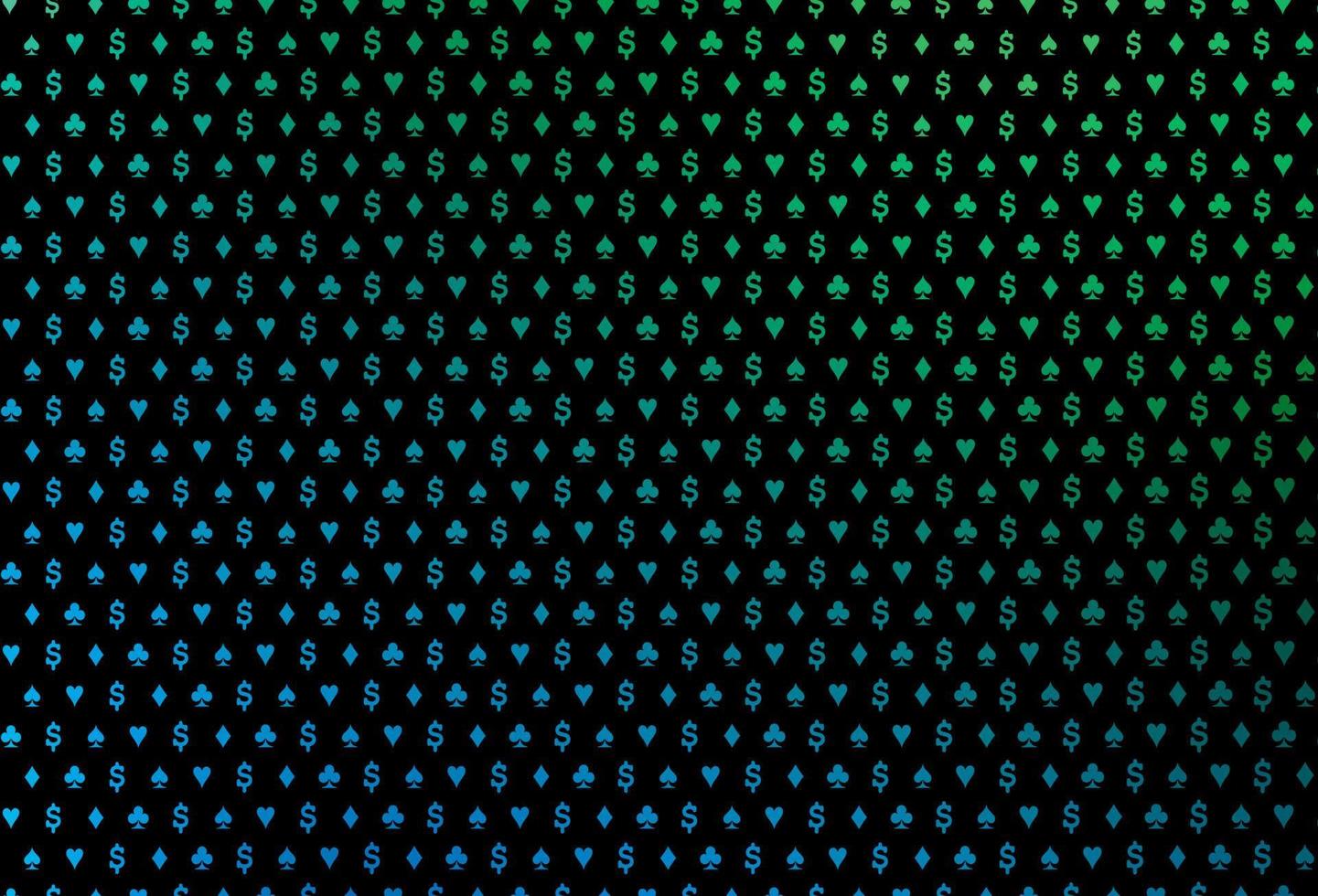 donkerblauw, groen vectorpatroon met symbool van kaarten. vector