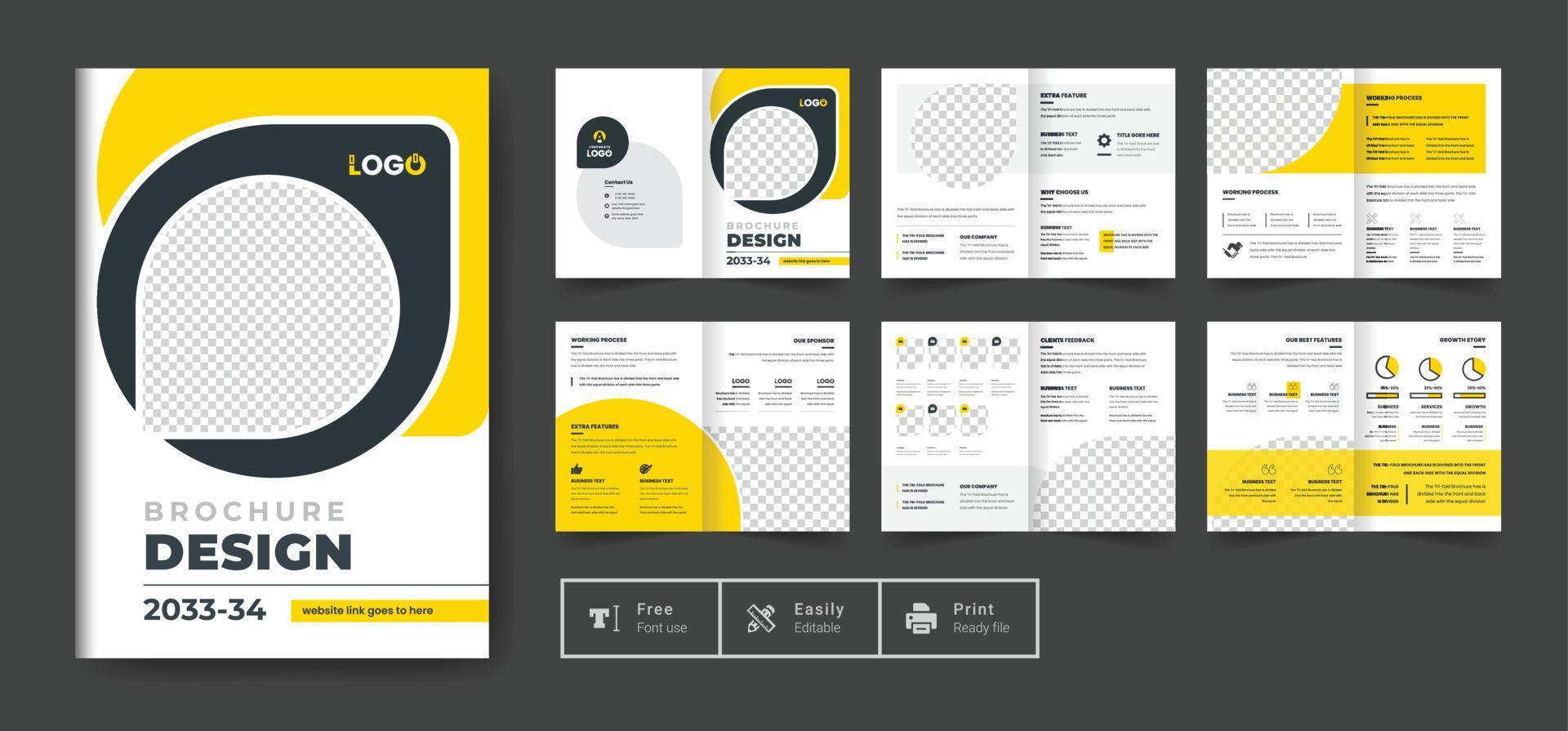 16 Pagina's bedrijf brochure ontwerp sjabloon vector