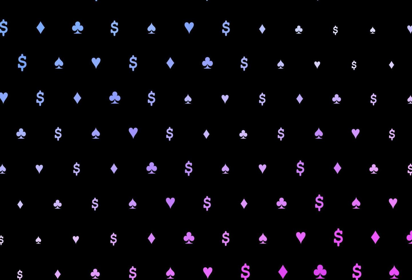 donkerroze, blauwe vectorachtergrond met kaartentekens. vector