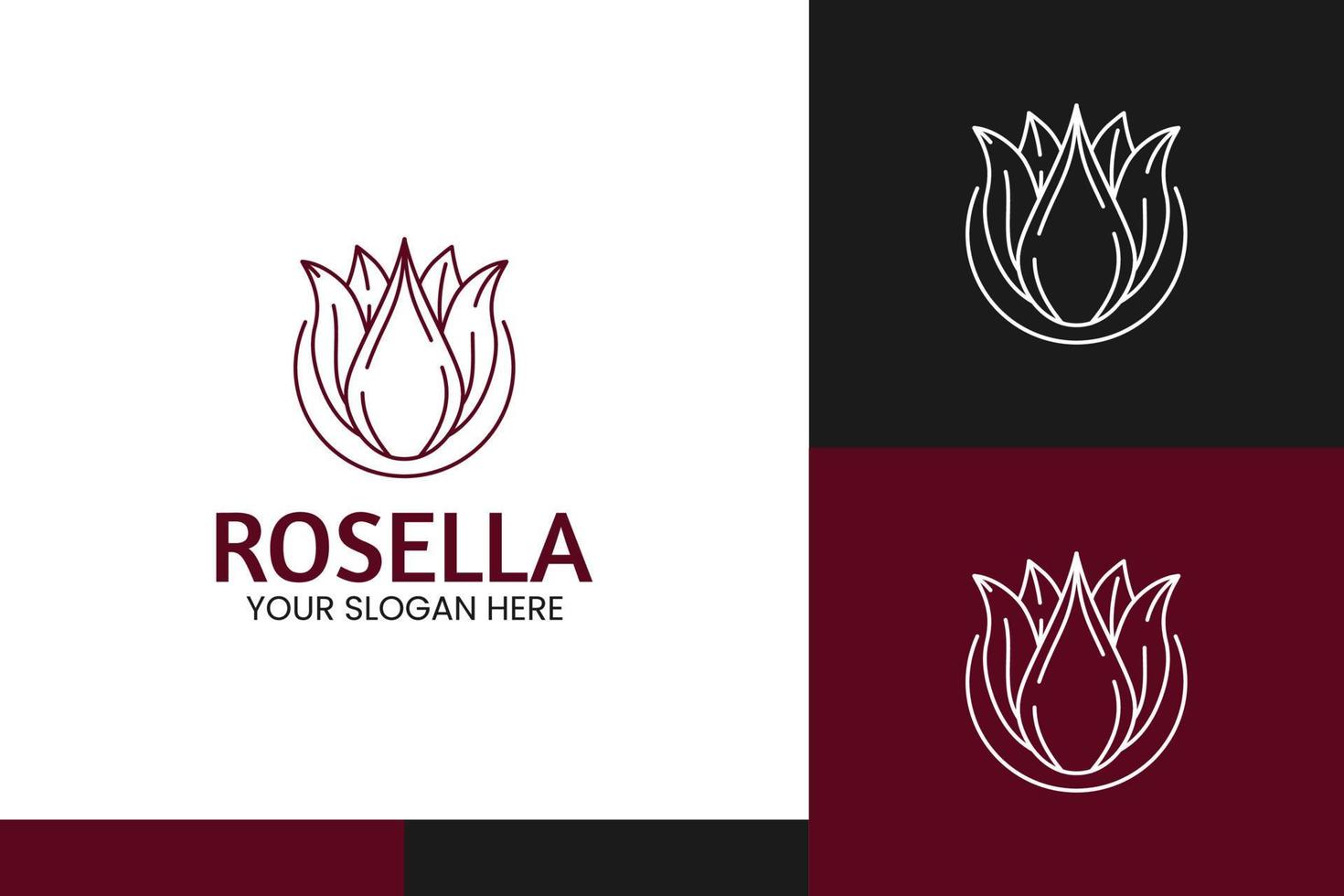 hand- trek vector rosella bloemen logo illustratie