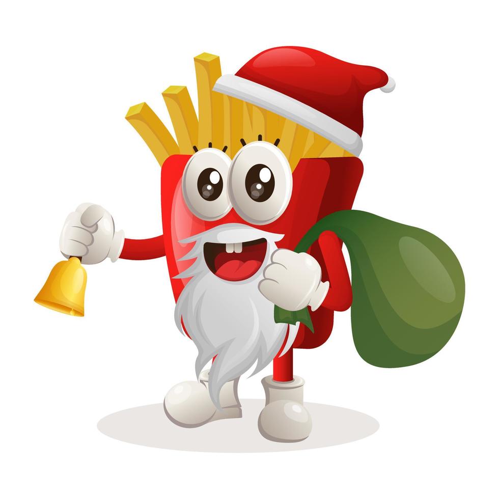 schattig Frans Patat mascotte de kerstman claus Kerstmis vector