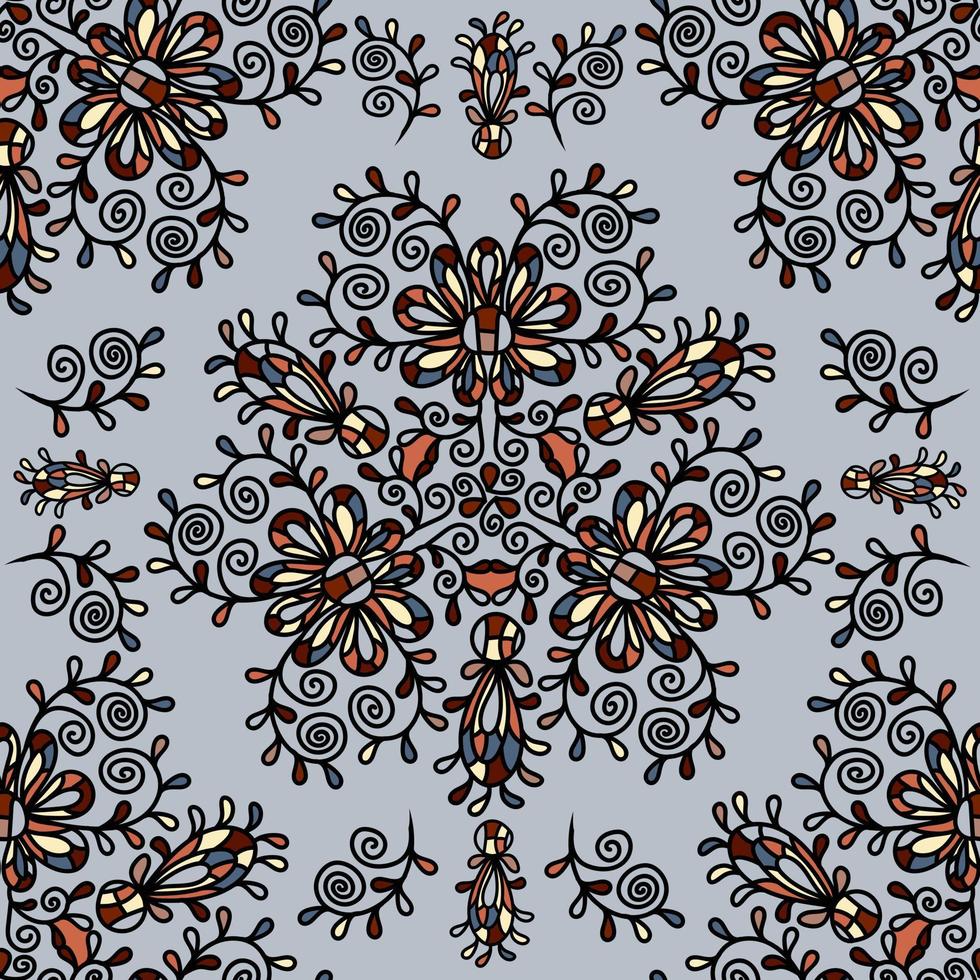 naadloos patroon met abstract ornament Aan blauw achtergrond. ronde mandala. vector