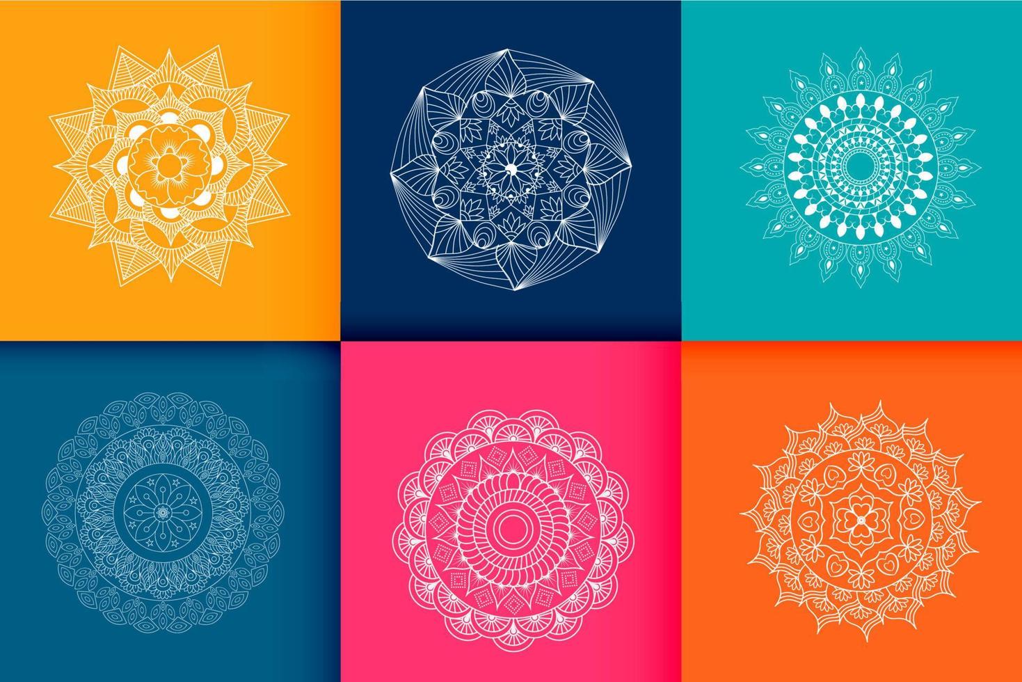 mandala's. wijnoogst decoratief elementen. zes etnisch mandala patronen reeks oosters patroon, vector illustratie. Islam, Arabisch, Indisch, Turks, Pakistan, Chinese, poef motief etnisch mandala ornament