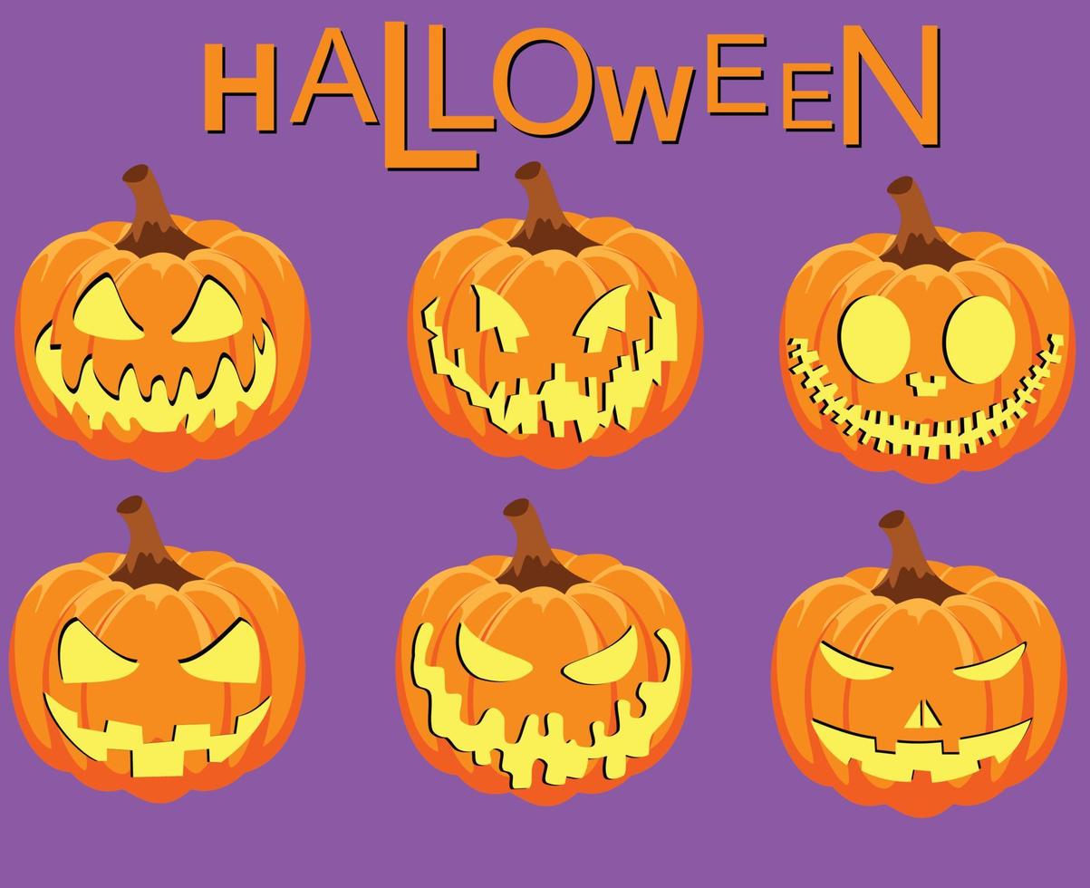 eng pompoen halloween ekpressie reeks vector