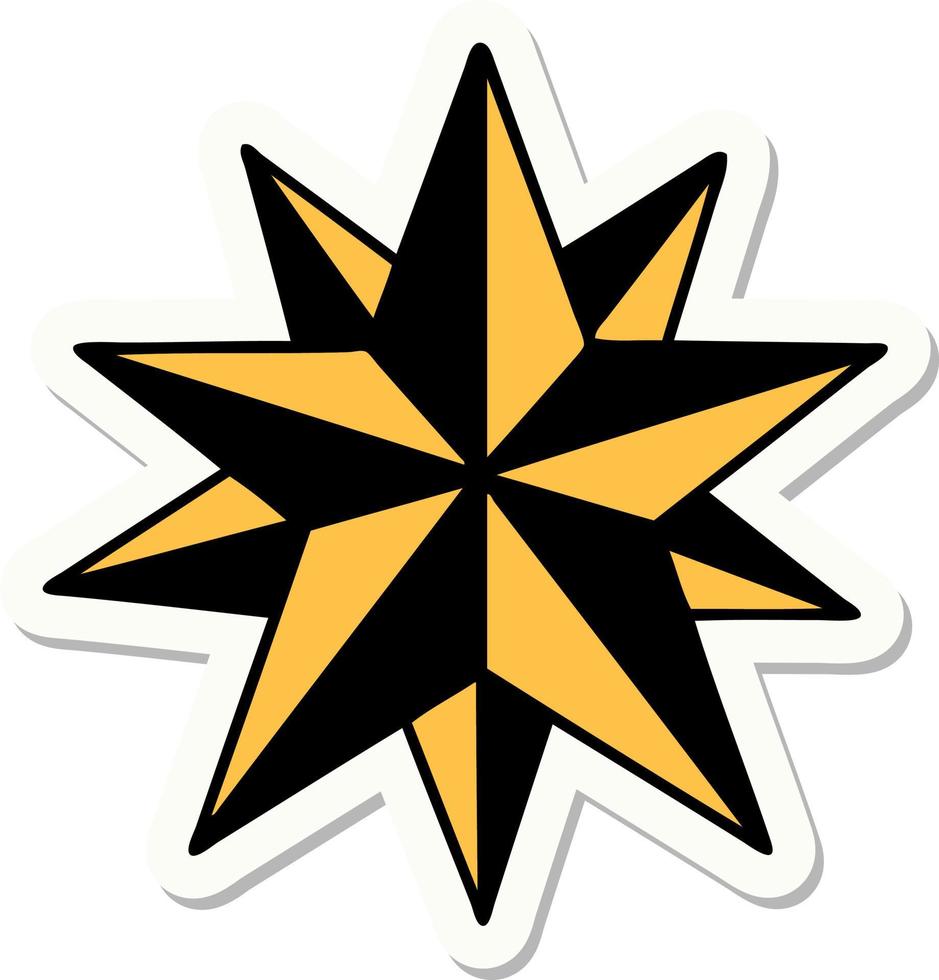 sticker van tatoeëren in traditioneel stijl van een ster vector