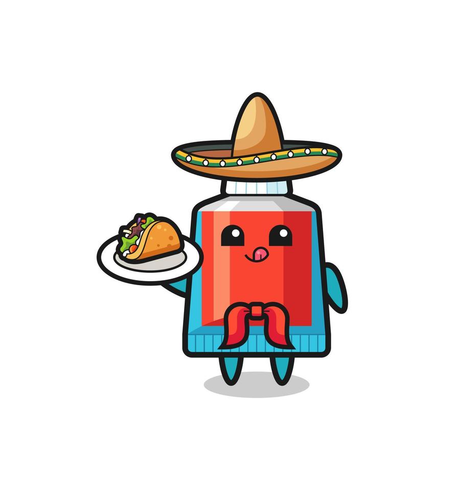 tandpasta Mexicaans chef mascotte Holding een taco vector