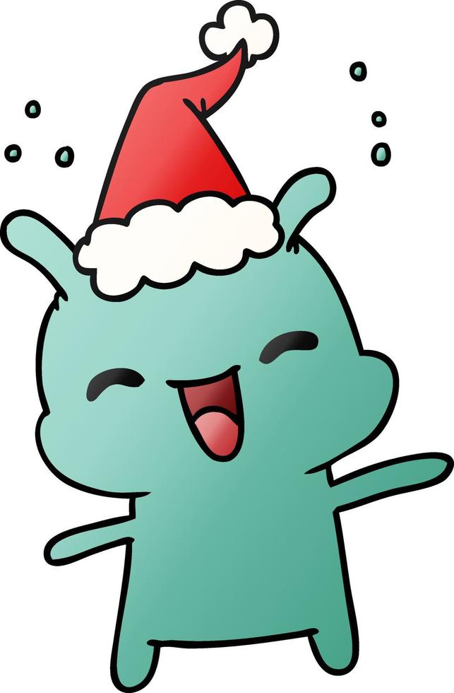 Kerstmis helling tekenfilm van kawaii buitenaards wezen vector