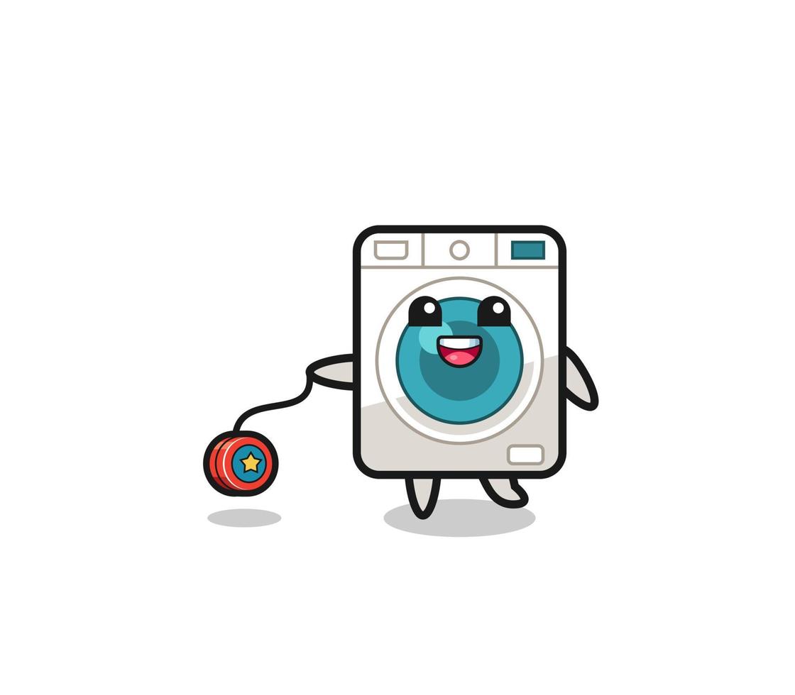 tekenfilm van schattig het wassen machine spelen een yoyo vector