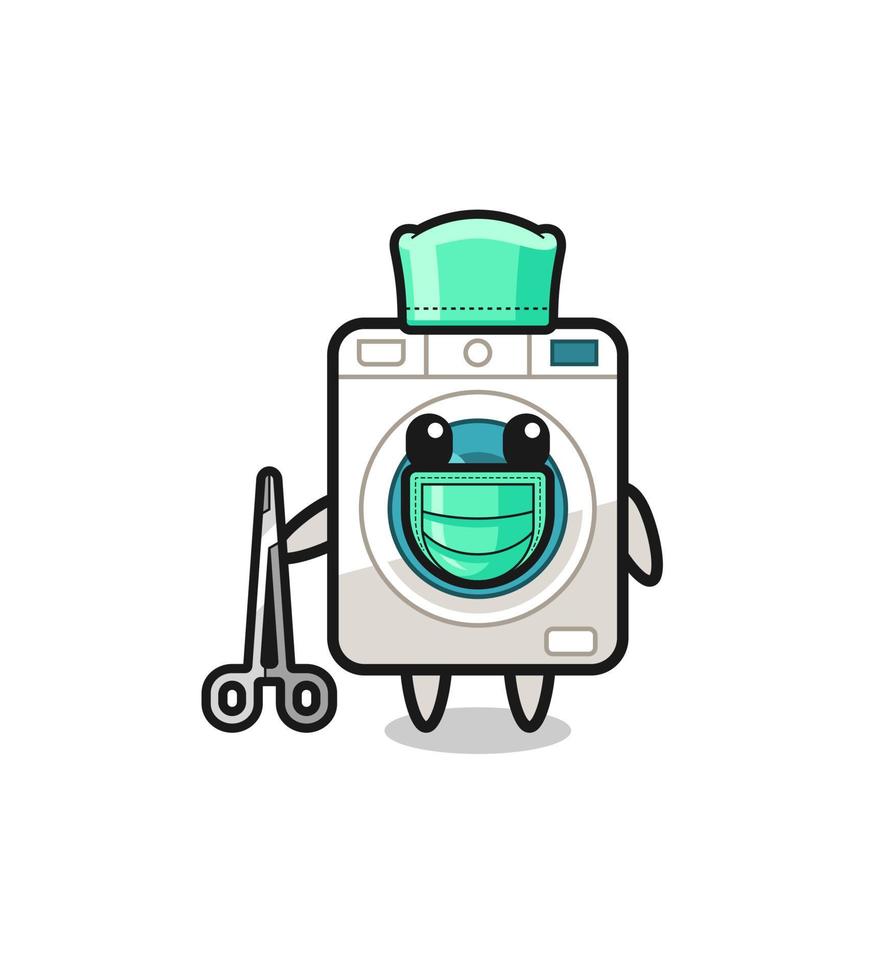 chirurg het wassen machine mascotte karakter vector