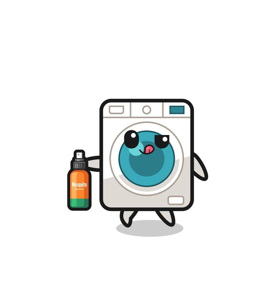 schattig het wassen machine Holding mug afstotend vector