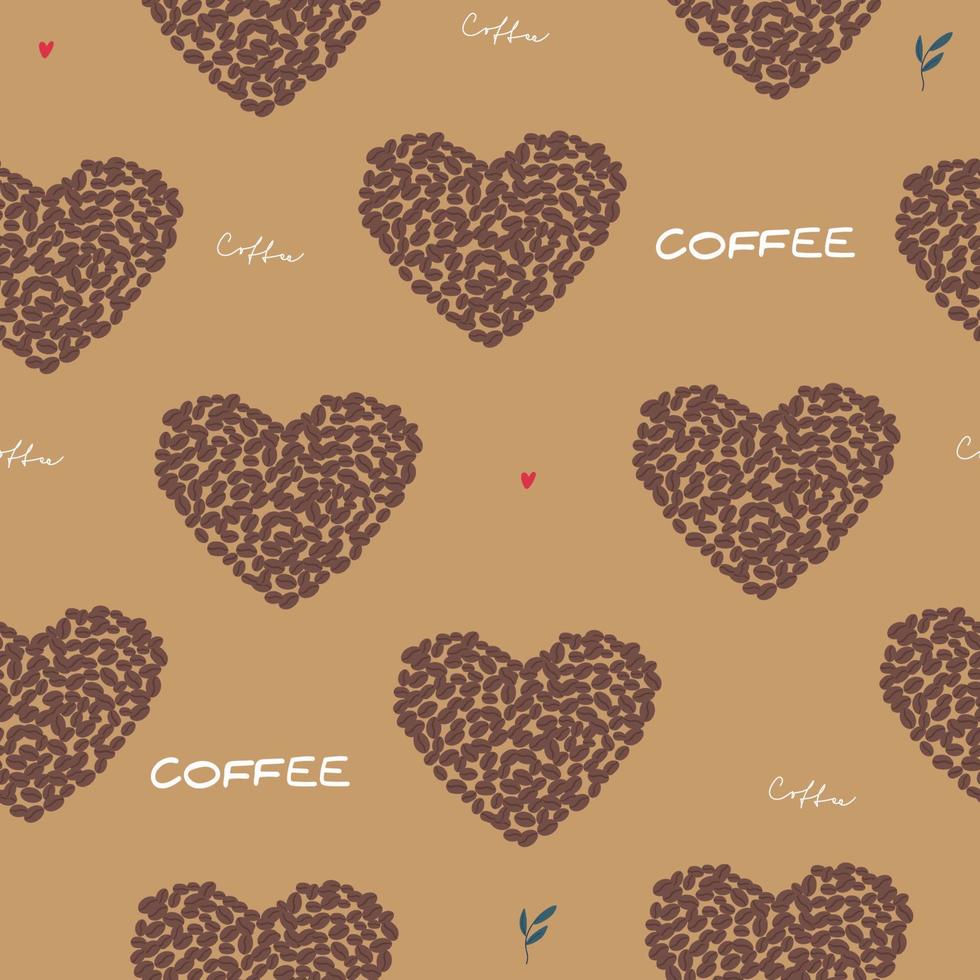 koffie bonen naadloos patroon Valentijn dag hart van koffie bonen, vector illustratie