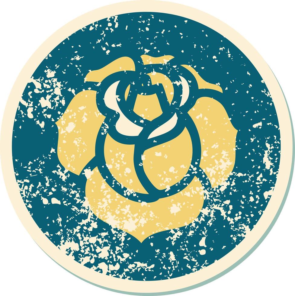 iconisch verontrust sticker tatoeëren stijl beeld van een bloem vector