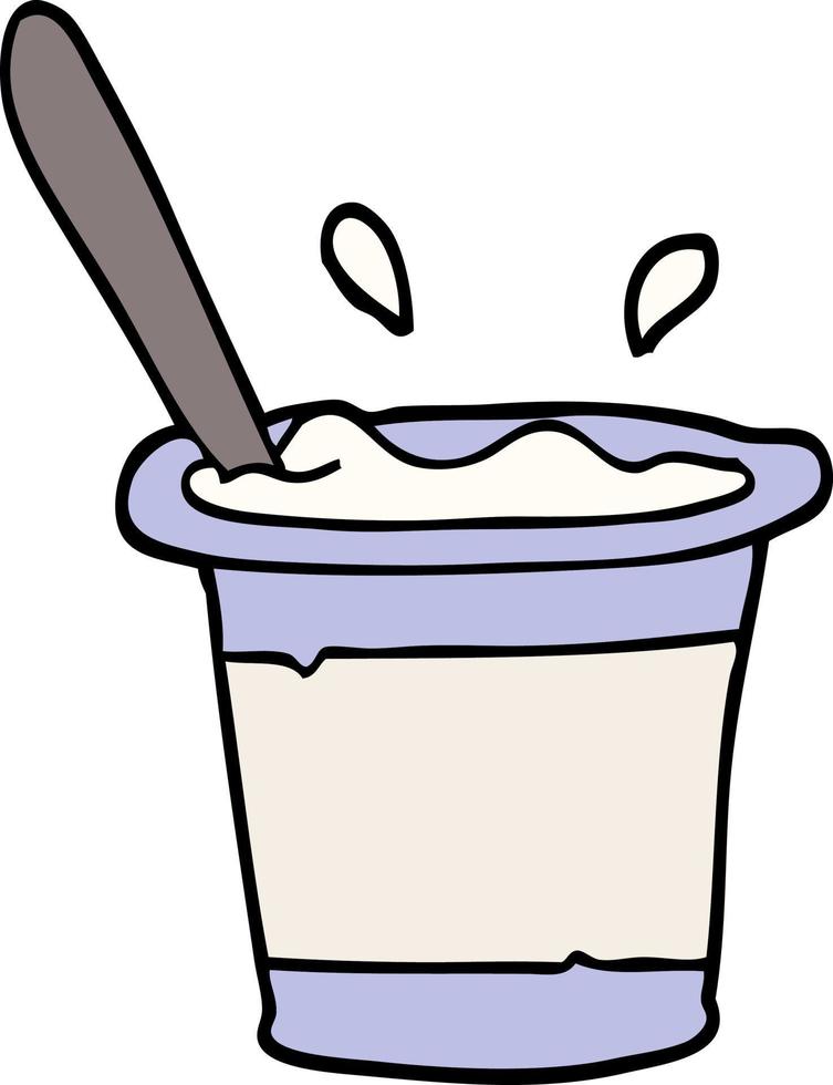 hand- getrokken tekening stijl tekenfilm yoghurt vector
