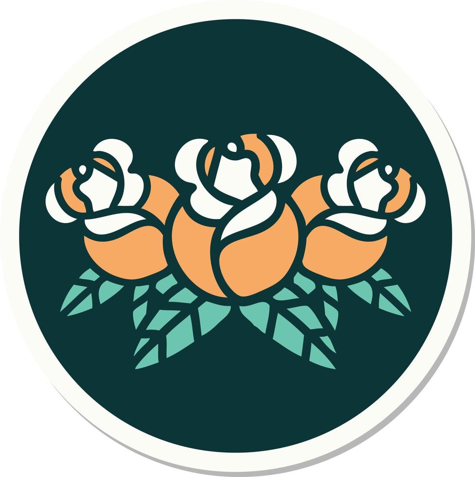 sticker van tatoeëren in traditioneel stijl van een boeket van bloemen vector