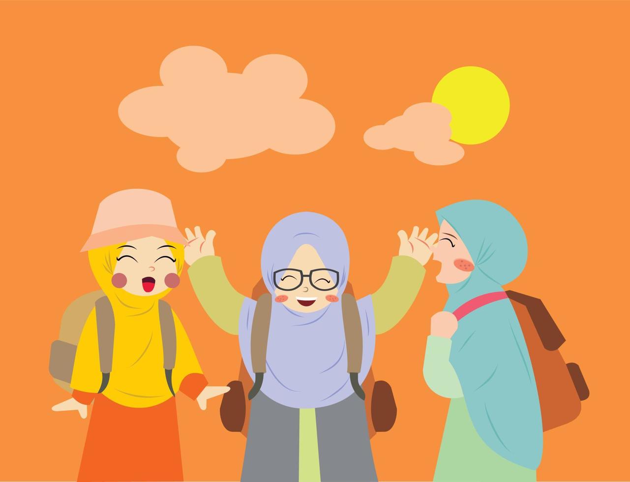 drie schattig hijab onder de zon vector