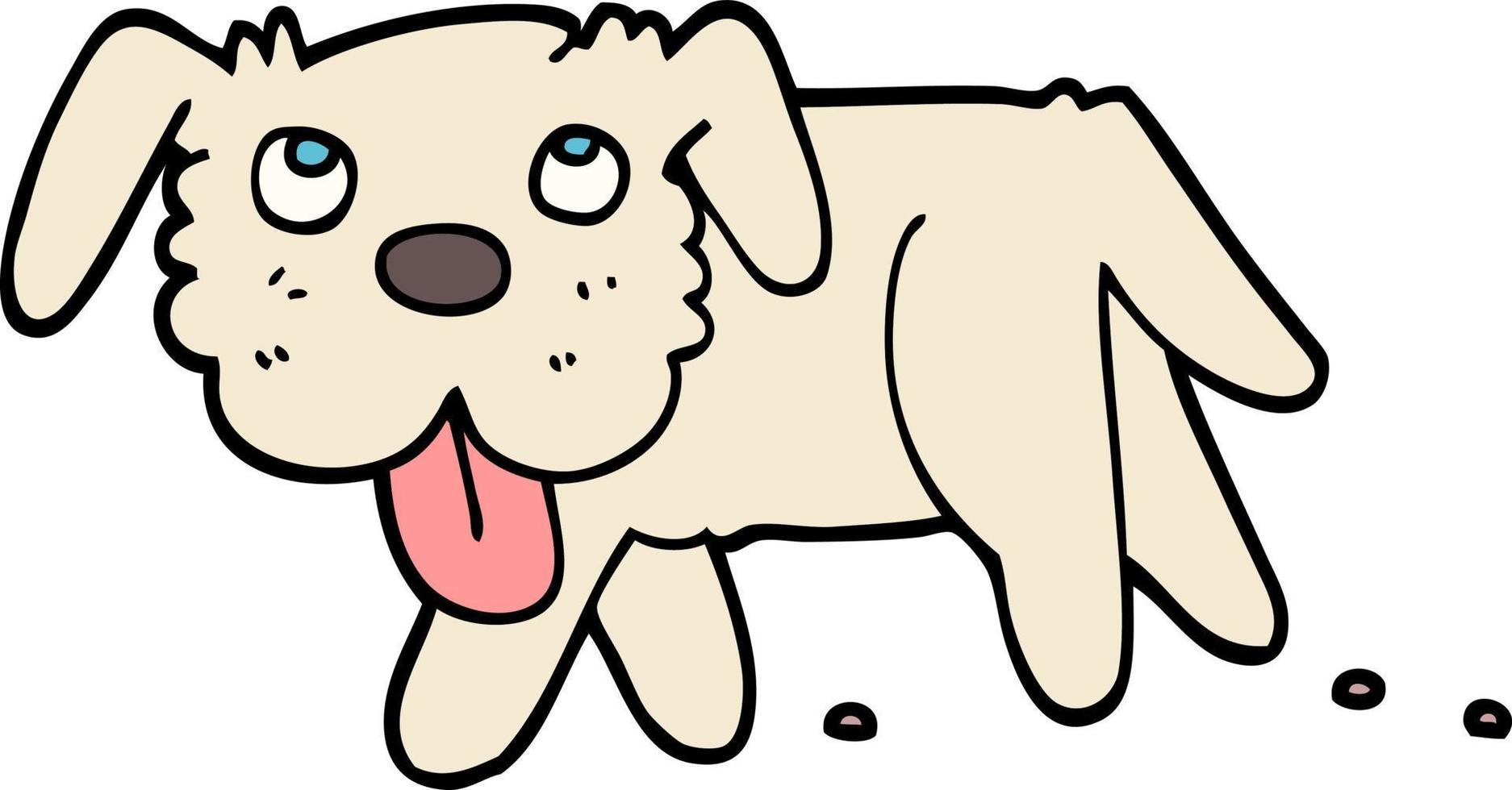 hand- getrokken tekening stijl tekenfilm gelukkig hond vector