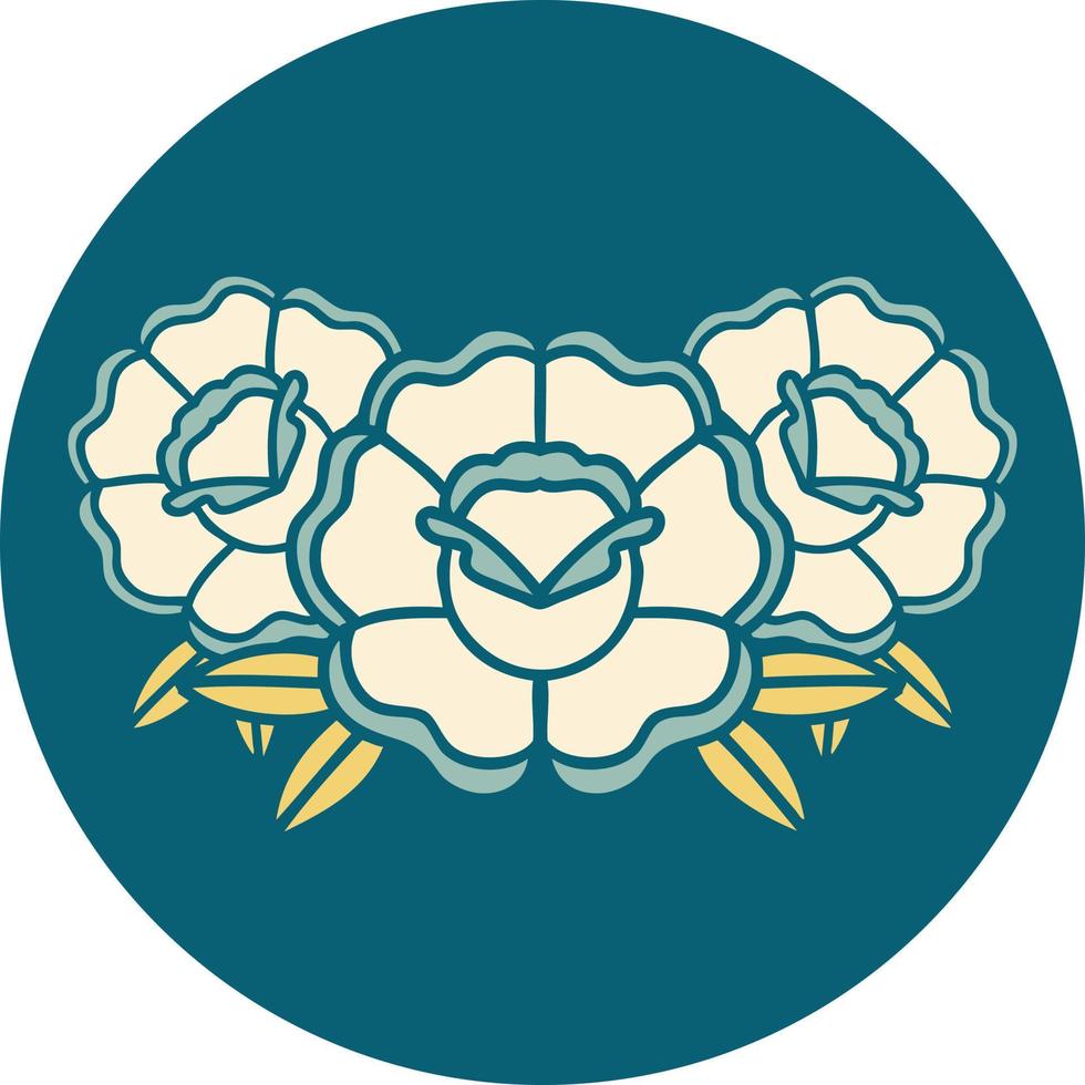 iconisch tatoeëren stijl beeld van een boeket van bloemen vector