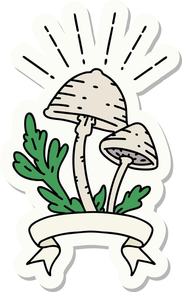 sticker van een tatoeëren stijl champignons vector