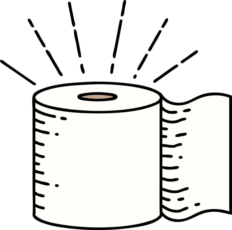 illustratie van een traditioneel tatoeëren stijl toilet papier vector