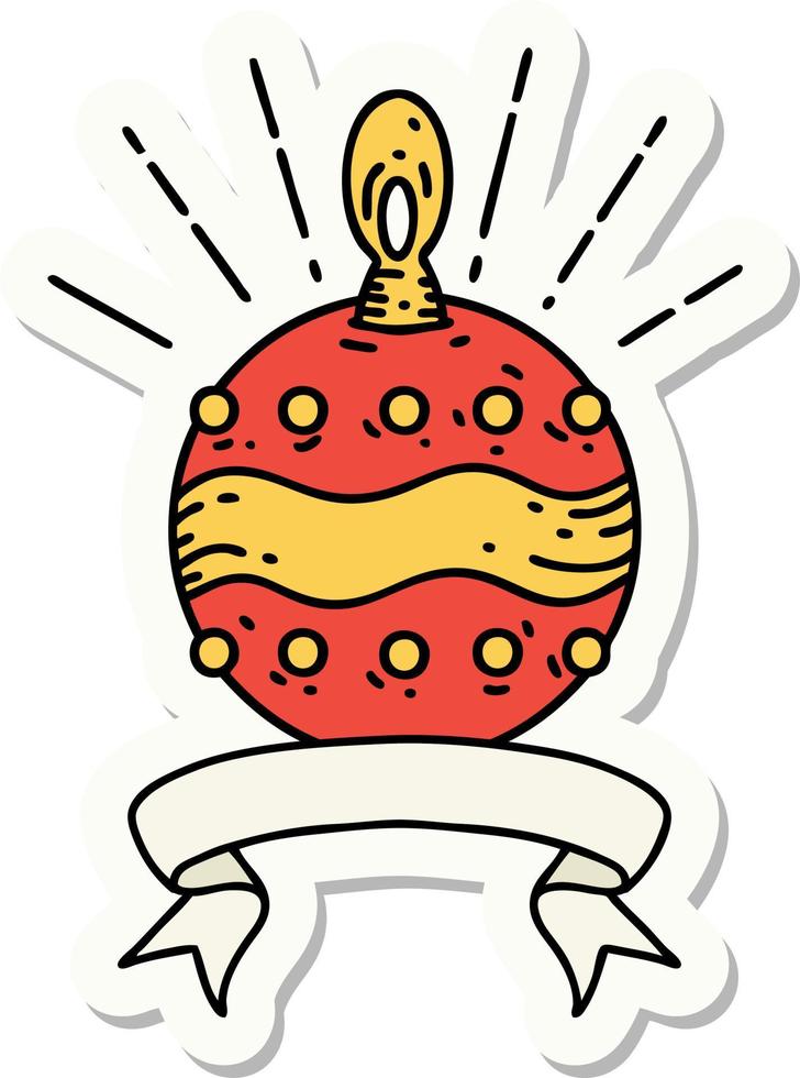 sticker van een tatoeëren stijl Kerstmis ornament vector