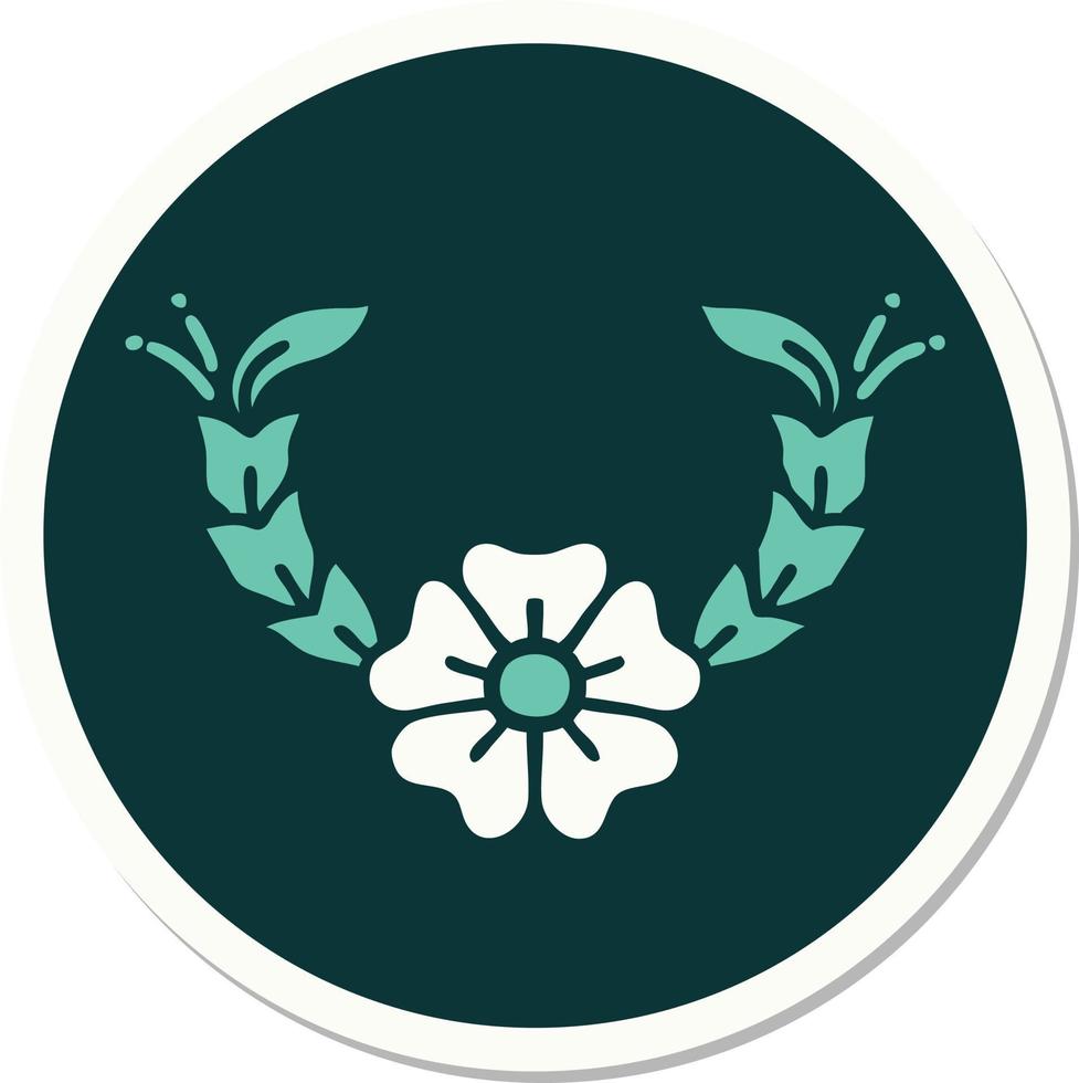 sticker van tatoeëren in traditioneel stijl van een decoratief bloem vector