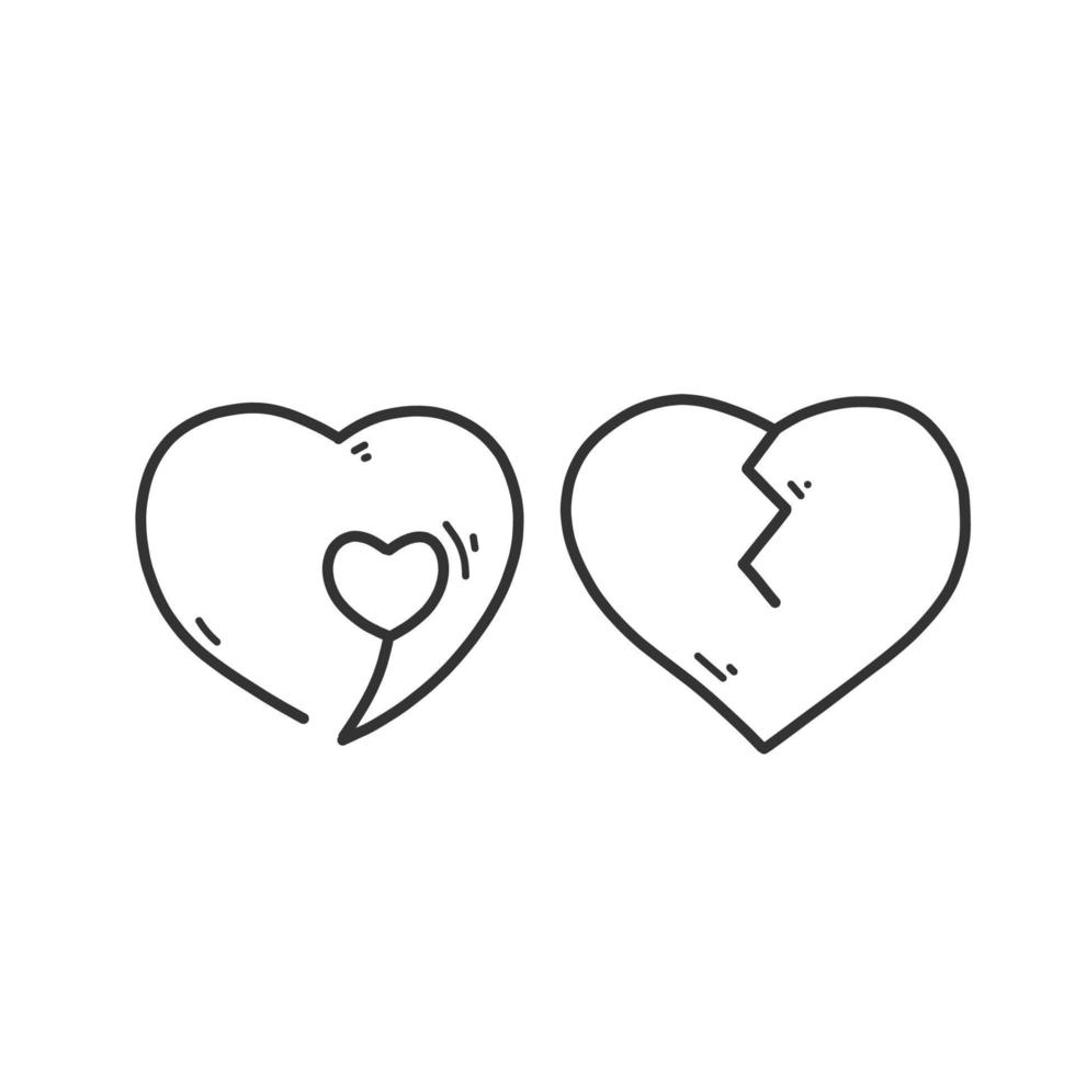een paar- van tekening harten vector met een wit achtergrond.