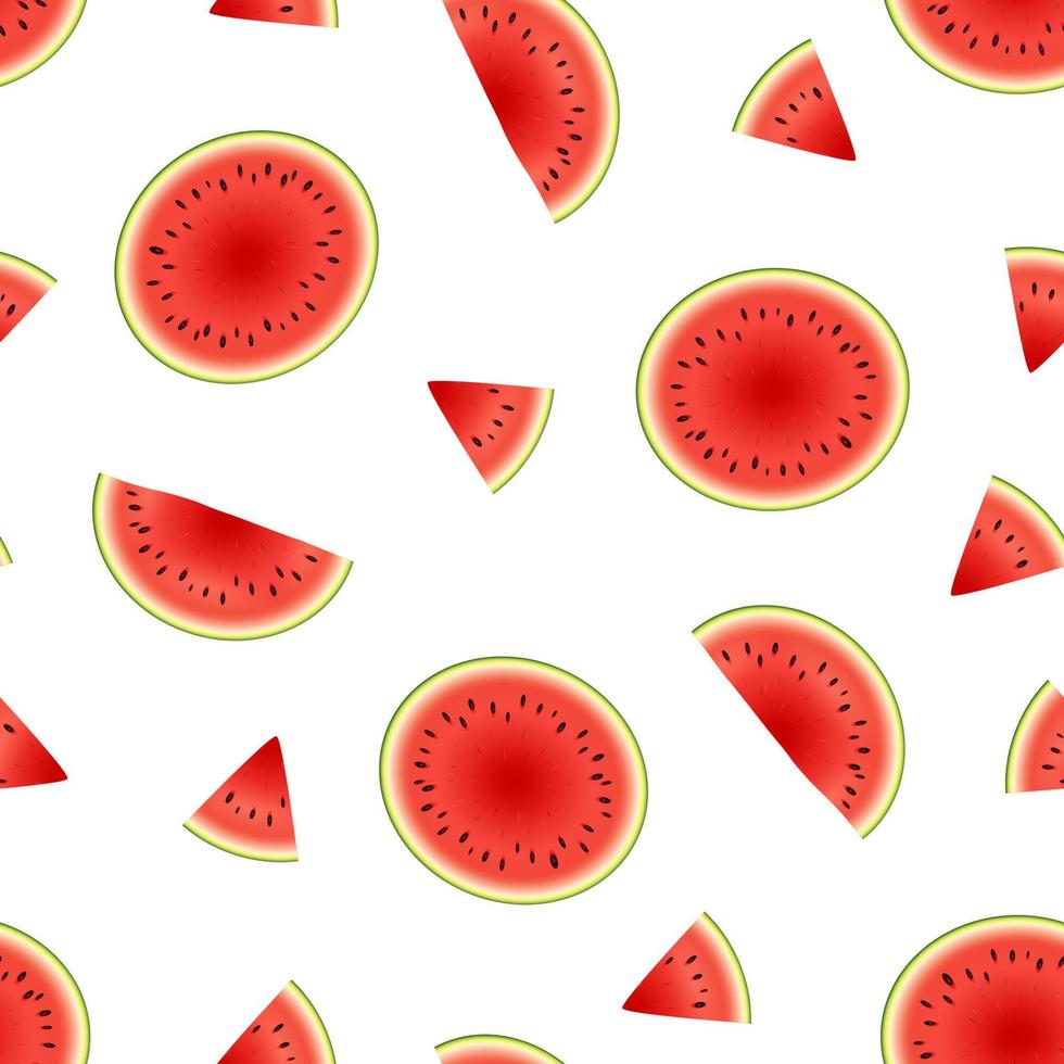 naadloos achtergrond met watermeloen plakjes. Aan wit achtergrond vector