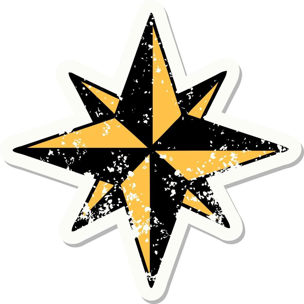 verontrust sticker tatoeëren in traditioneel stijl van een ster vector