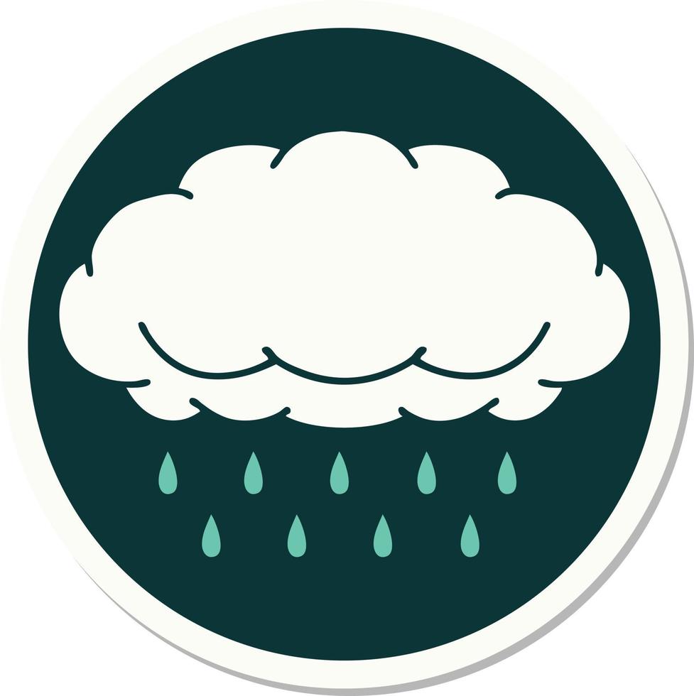 sticker van tatoeëren in traditioneel stijl van een wolk regenen vector