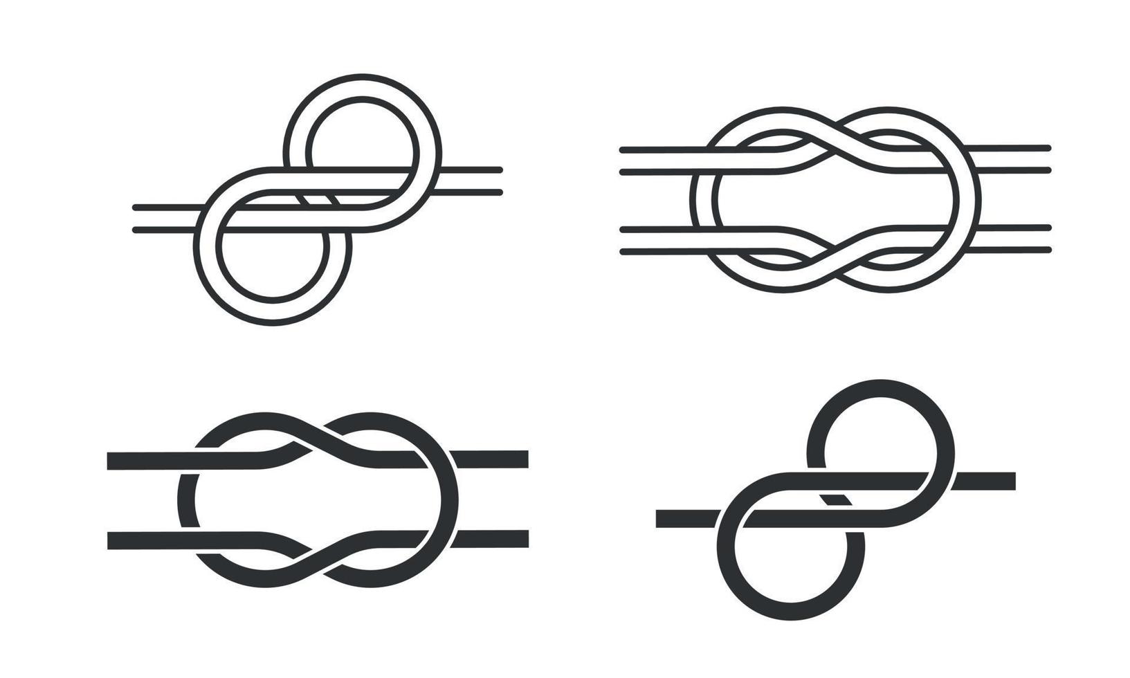 plein knoop lijn icoon set. Hercules of rif knoop logo ontwerp. kabel touw, zee knoop of lus. vector illustratie