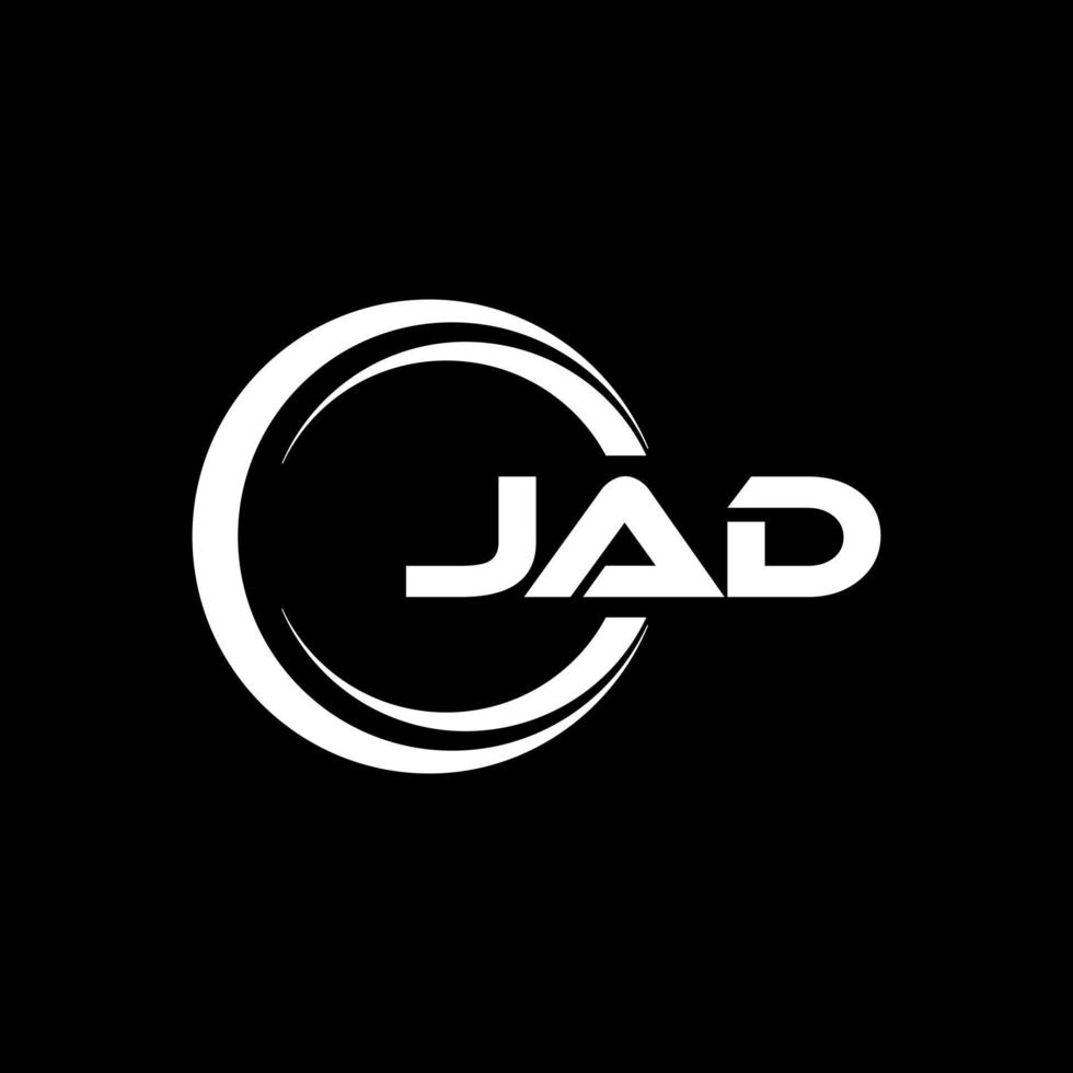 jad brief logo ontwerp met zwart achtergrond in illustrator. vector logo, schoonschrift ontwerpen voor logo, poster, uitnodiging, enz.