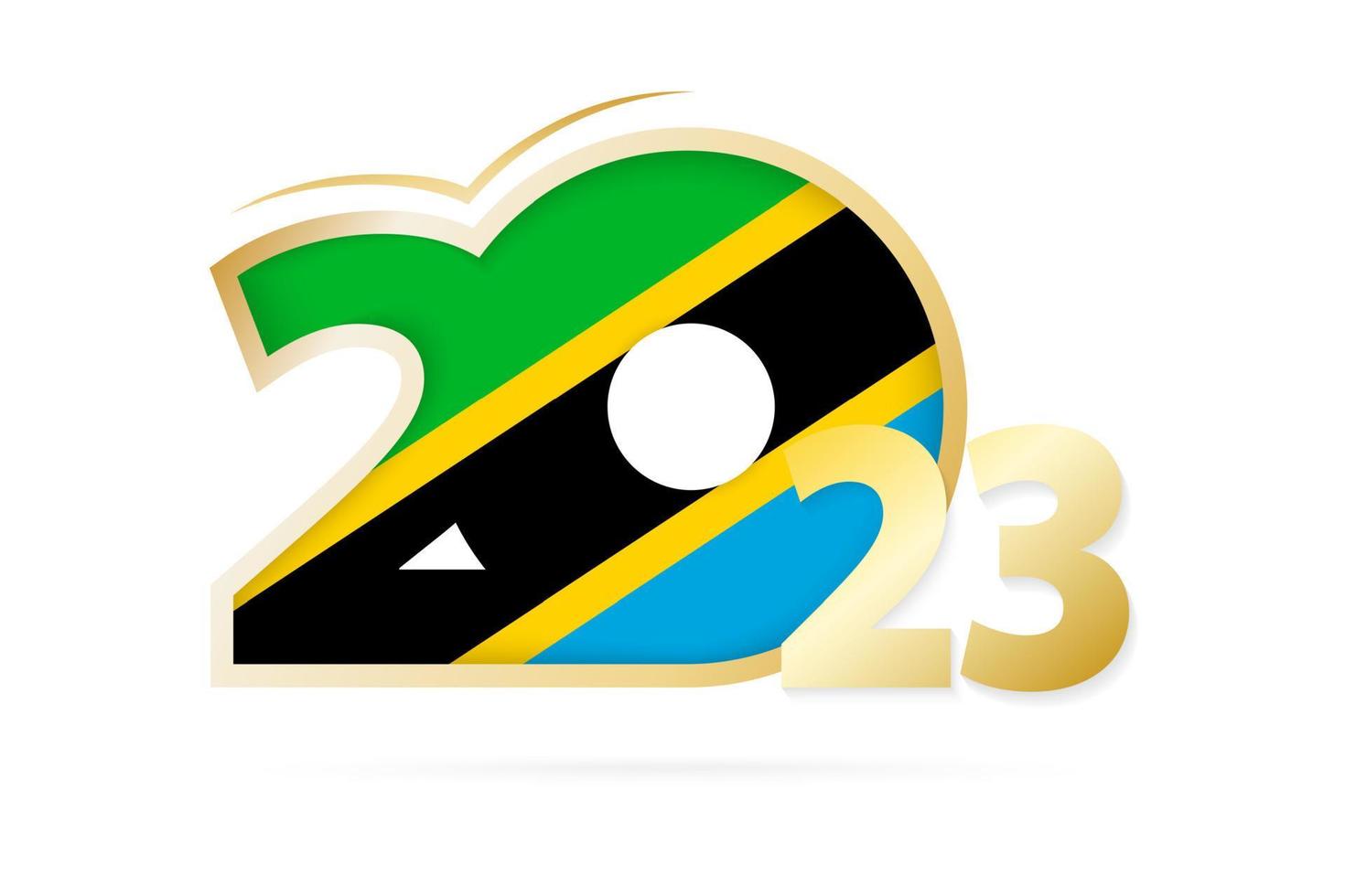 jaar 2023 met Tanzania vlag patroon. vector