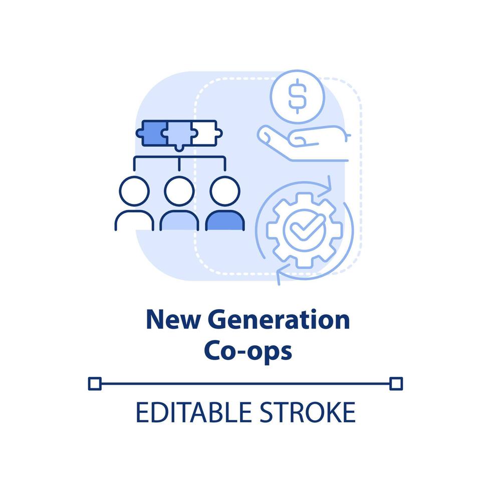 nieuw generatie coöperaties licht blauw concept icoon. aanbieden waarde toegevoegd producten abstract idee dun lijn illustratie. geïsoleerd schets tekening. bewerkbare hartinfarct. vector