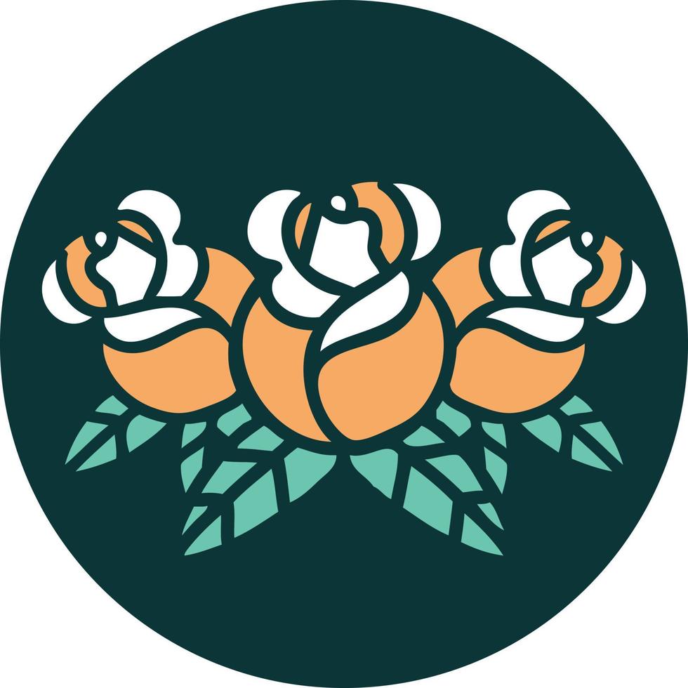 iconisch tatoeëren stijl beeld van een boeket van bloemen vector