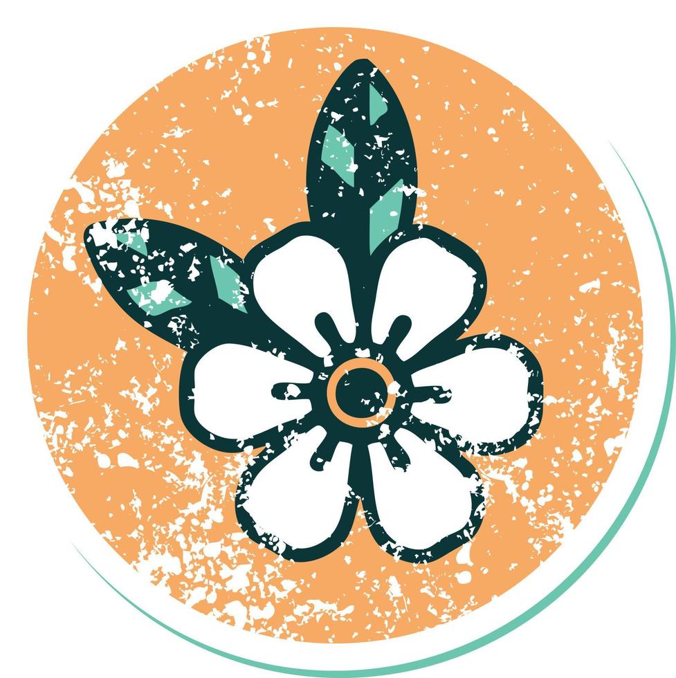 iconisch verontrust sticker tatoeëren stijl beeld van een bloem vector