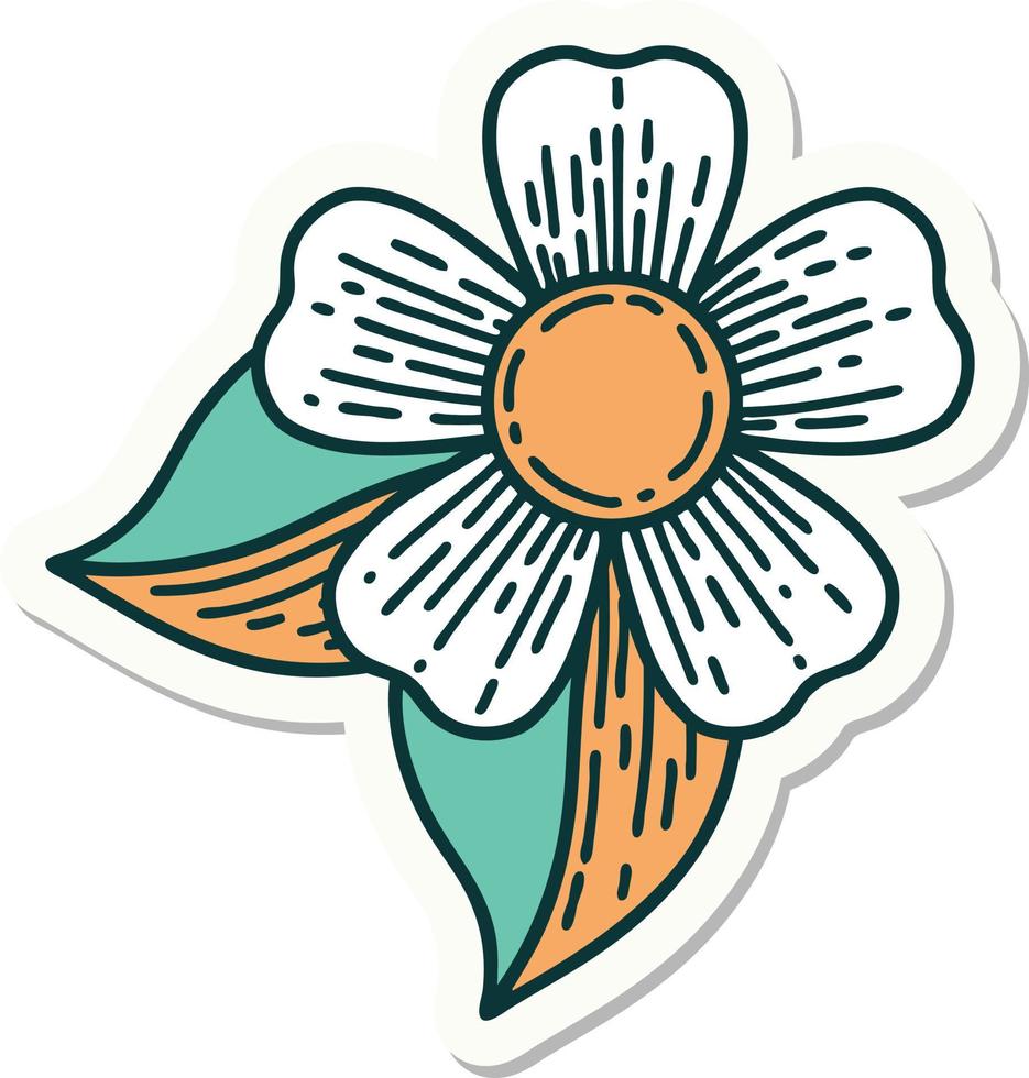 tatoeëren stijl sticker van een bloem vector