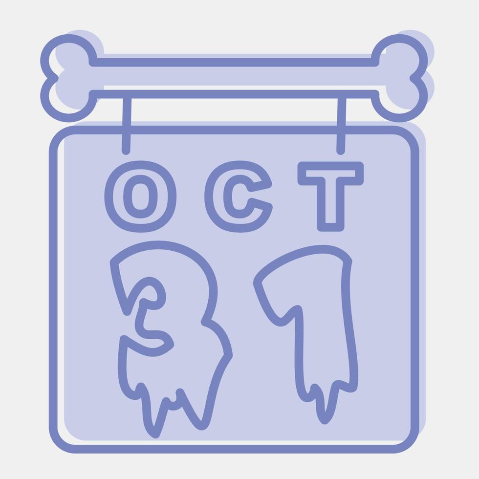 icoon halloween kalender.icon in twee toon stijl. geschikt voor afdrukken, poster, flyers, partij decoratie, groet kaart, enz. vector