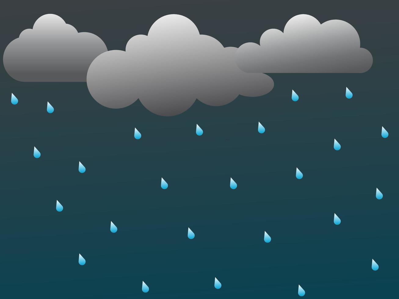 vector illustratie van zwaar regen bewolkt weer met tekenfilm animatie stijl, regenachtig landschap achtergrond