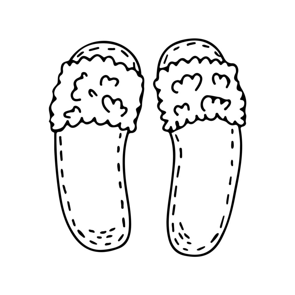 vector paar- van slippers in hand- getrokken tekening stijl. vector illustratie van huis schoenen.