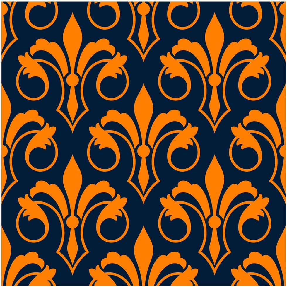 fleur-de-lis naadloos patroon met oranje lelies vector