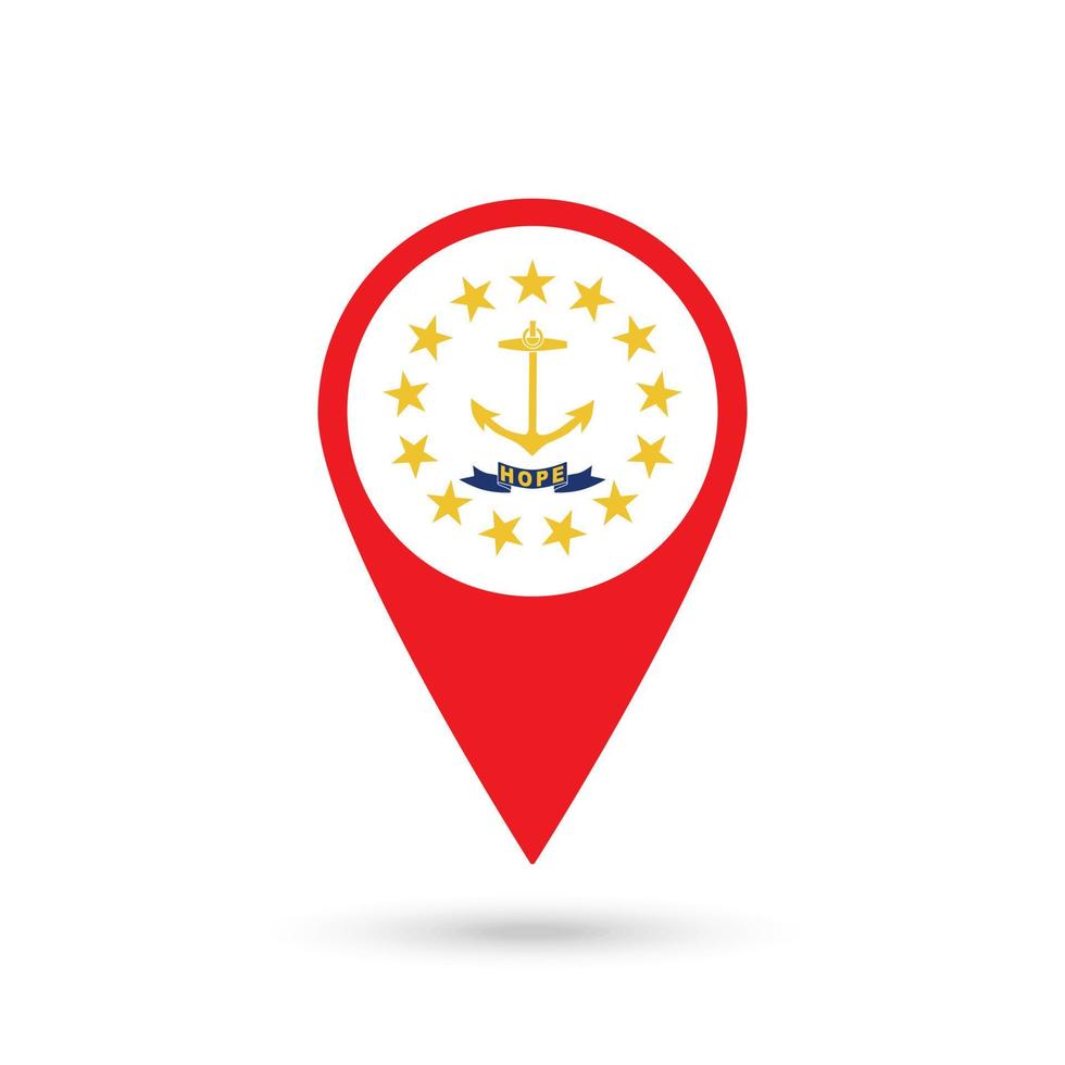 kaart wijzer met vlag van Rhode eiland. vector illustratie.