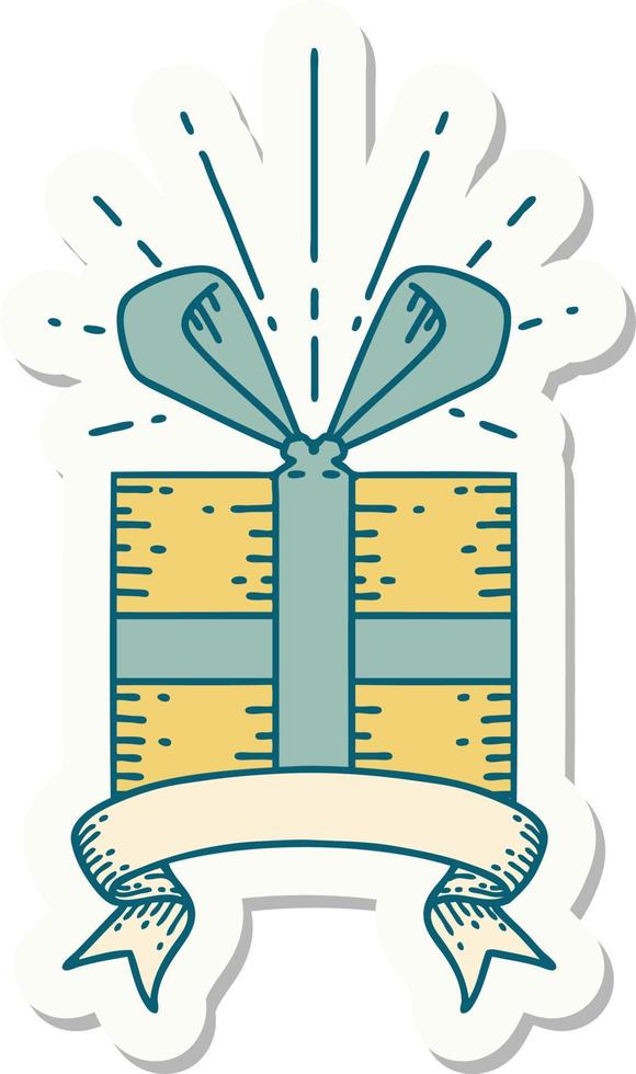 sticker van een tatoeëren stijl Kerstmis Cadeau vector