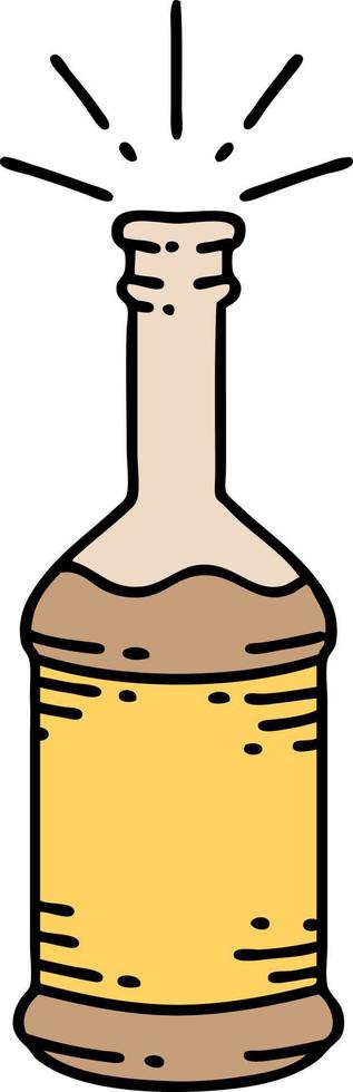 illustratie van een traditioneel tatoeëren stijl bier fles vector