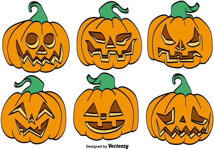 Vector Set Van Cartoon Pompoenen Voor Halloween