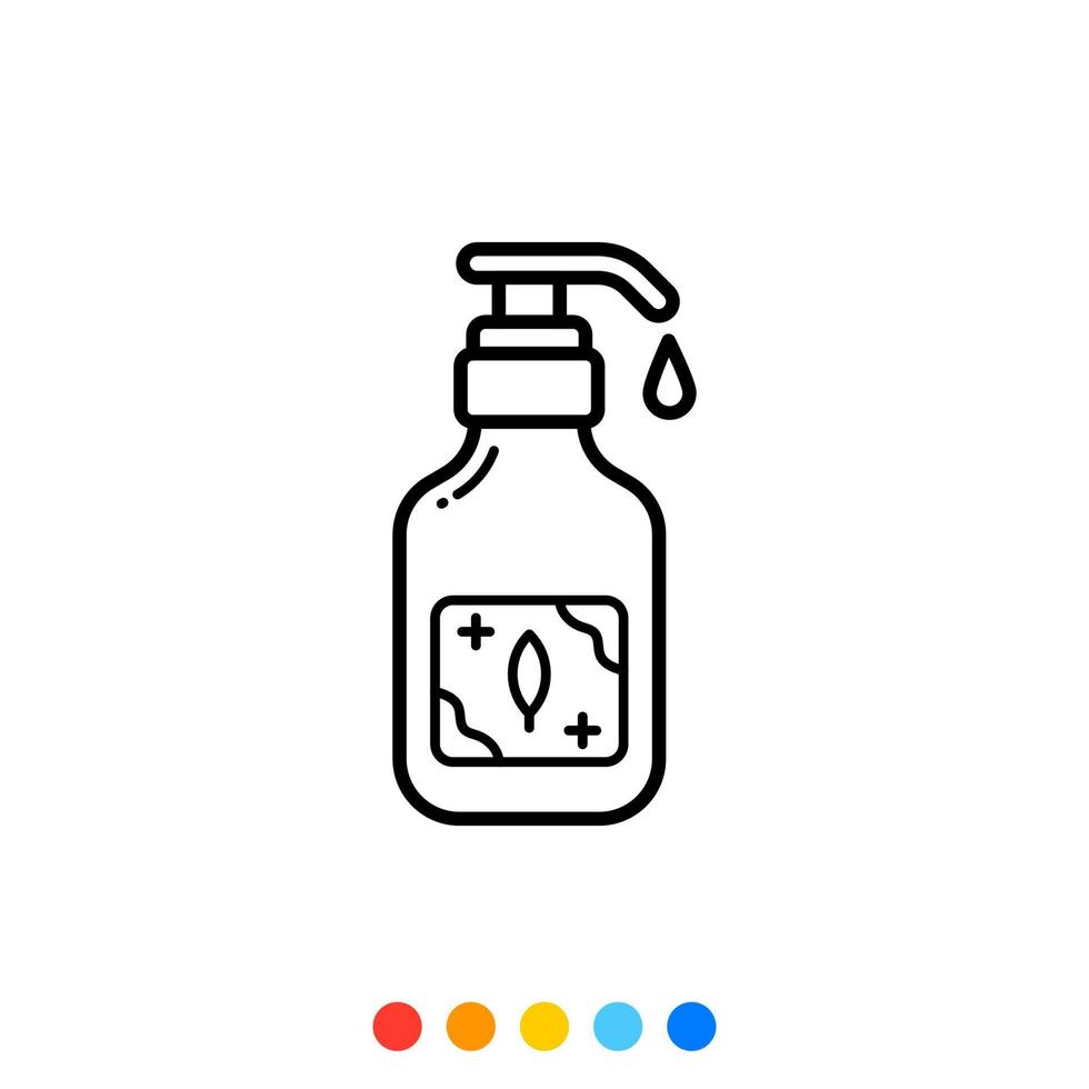 alcohol gel fles voor het wassen handen, icoon, vector en illustratie.