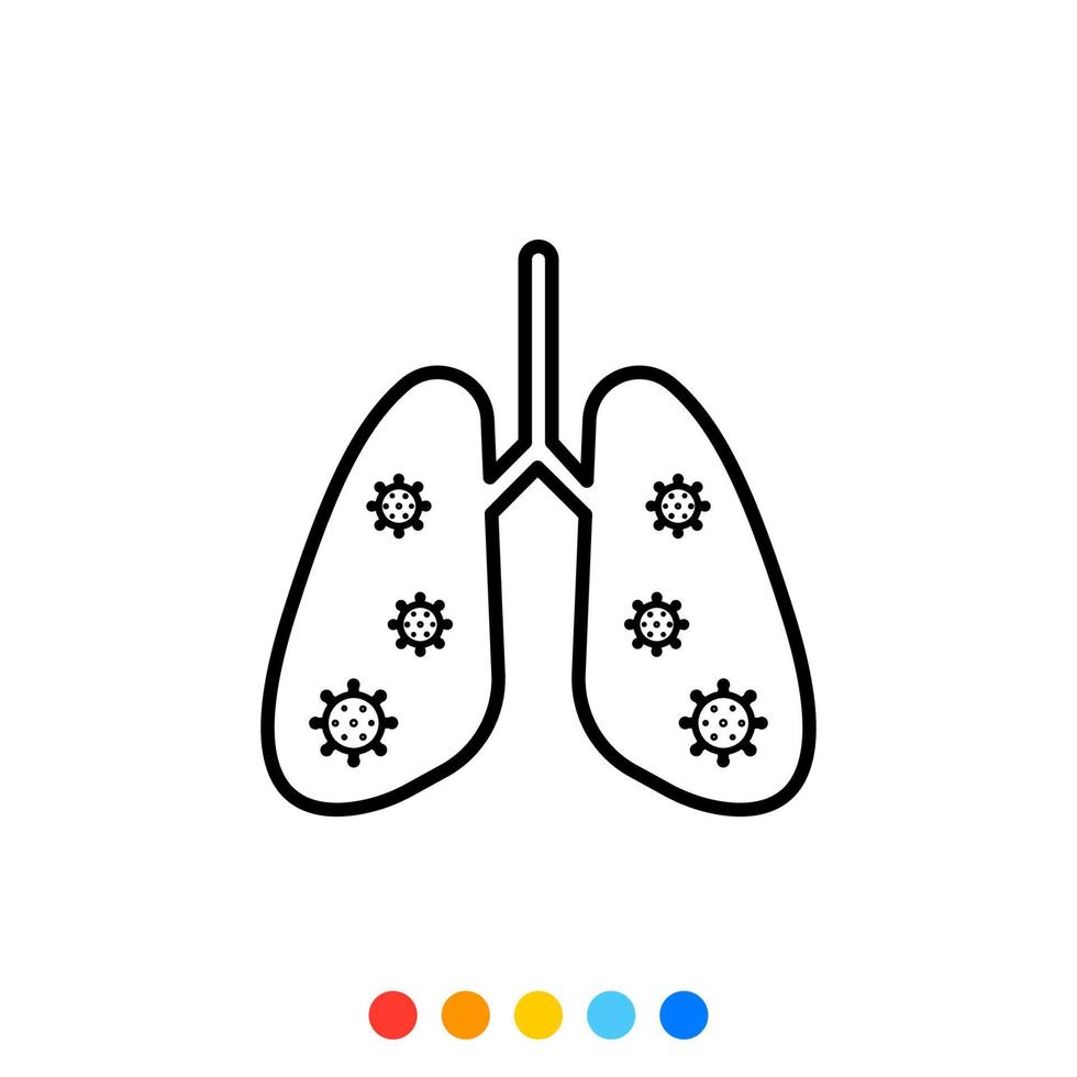 longen geïnfecteerde door virus vlak ontwerp element, icoon, vector en illustratie.