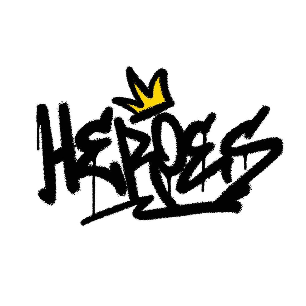 graffiti verstuiven verf woord heroes geïsoleerd vector illustratie