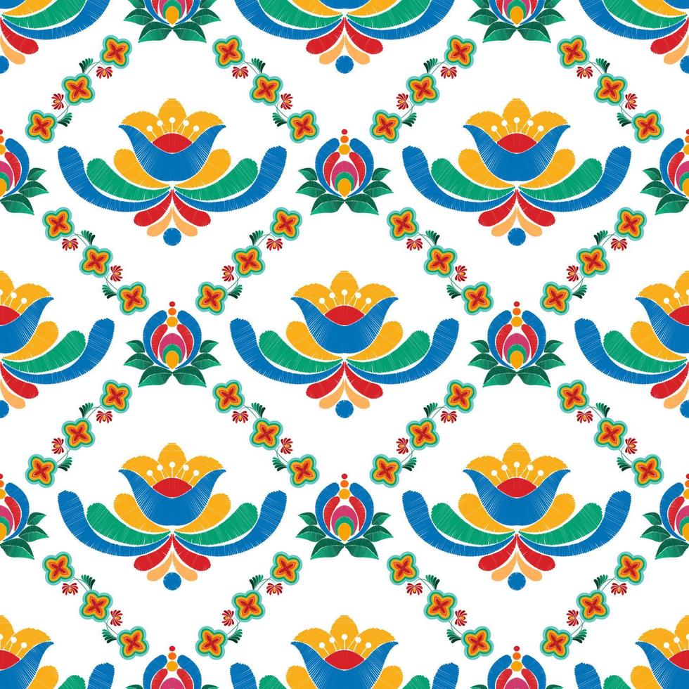 ikat etnisch naadloos patroon huis decoratie ontwerp. aztec kleding stof tapijt boho mandala's textiel versieren behang. tribal inheems motief traditioneel borduurwerk vector geïllustreerd achtergrond