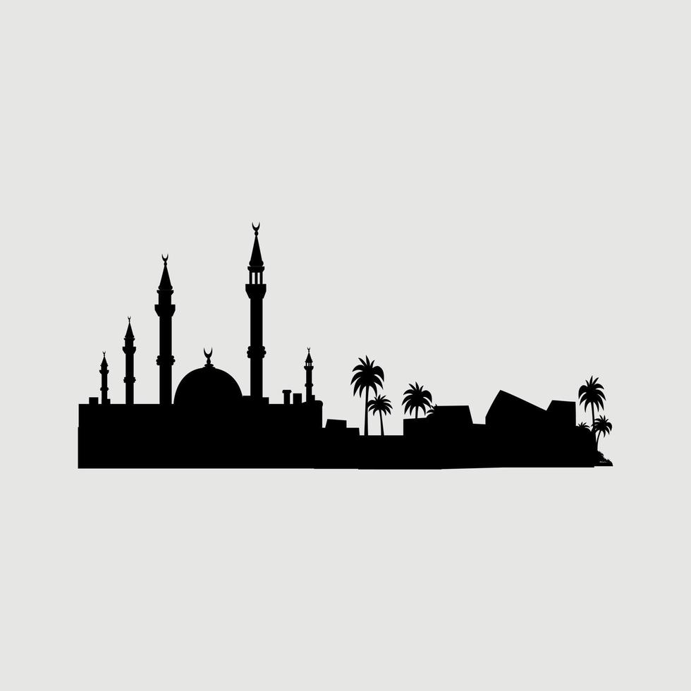 moskee silhouet in zwart en wit vector